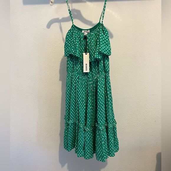 BB DAKOTA Dot Off The Press Printed Rayon Twill Dress Sleeveless Dress - Green - Picture 3 of 5